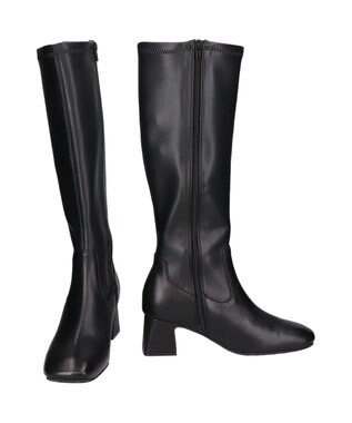 Bridget Birkin 【PARADIS COULEUR】スクエアトウストレッチロングブーツ ブラック