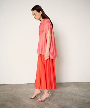 GRACE CONTINENTAL オーガンジープリーツスカート オレンジ
