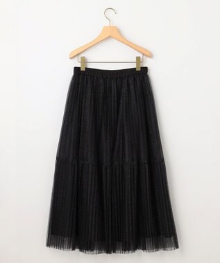 組曲 L ラメチュールプリーツ スカート ブラック系