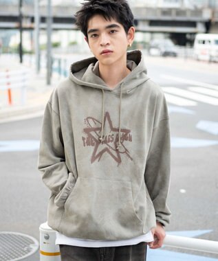 WEGO 【ユニセックス着用ITEM】スノーダイグラフィックビッグパーカー ベージュ