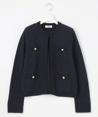 J.PRESS LADIES S TWEED ニット ジャケット ネイビー系