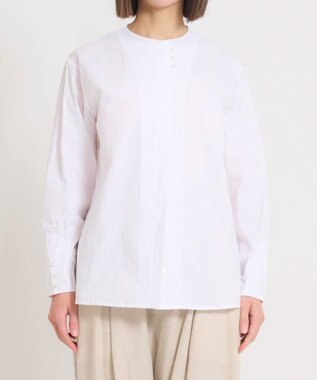 muuc 〈遠州織物の工場で織られた上質なコットン生地〉〈通年着られる〉ノーカラーブラウス