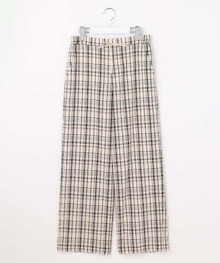 J.PRESS LADIES リネンレーヨン 柄 ワイドパンツ 【WEB限定】ベージュチェック系