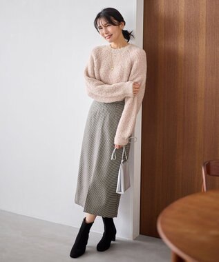 ANY L 【手洗い可/ウエストゴム/裏起毛】チェックボンディングタイトスカート ガンクラブ