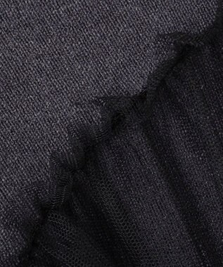 Feroux 【洗える】チュールコンビ プルオーバーニット ブラック系