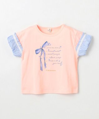 組曲 KIDS 【110-140㎝】リボンリスト Tシャツ ライトピーチ
