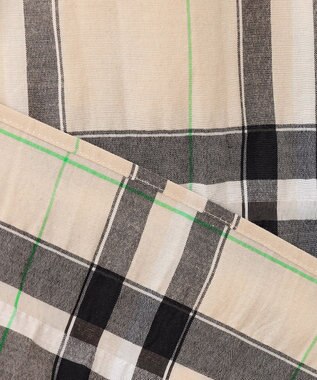 自由区 【洗える】シアーブライトチェック ブラウス ベージュ