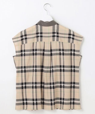 自由区 【洗える】シアーブライトチェック ブラウス ベージュ