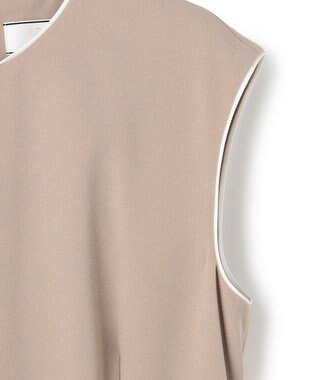 BEIGE， 【セットアップ対応】CINDY / 配色ライン クルーネックドレス Taupe x White