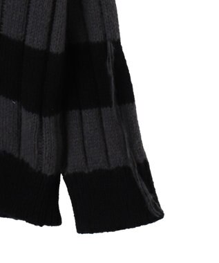 WEGO ボーダーワイドリブダメージニット スミクロ