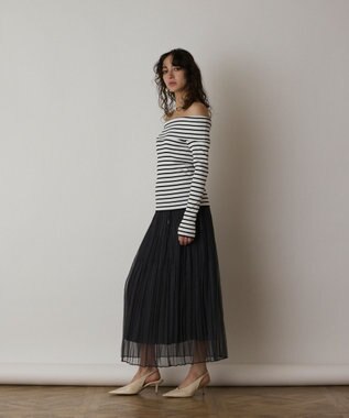 GRACE CONTINENTAL オーガンスパンコールスカート グレー