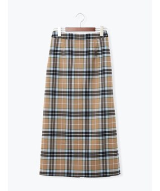 Te chichi チェックナロースカート キャメル