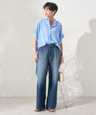 AMERICAN HOLIC 【接触冷感】タックフレンチスリーブシャツ Sax