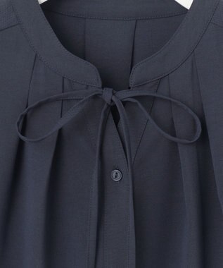 Feroux 【洗える】リボンスキッパー ブラウス ネイビー系