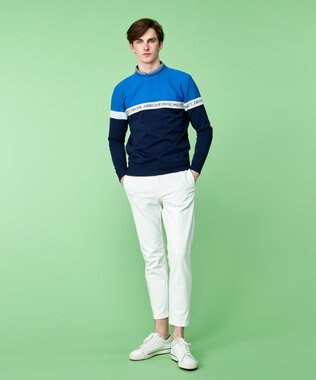 23区GOLF 【MEN】【ウォッシャブル】ロゴライン カラーニット ネイビー系