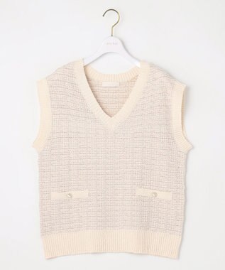 ANY SIS 【洗える】ツイードニット ベスト ベージュMIX