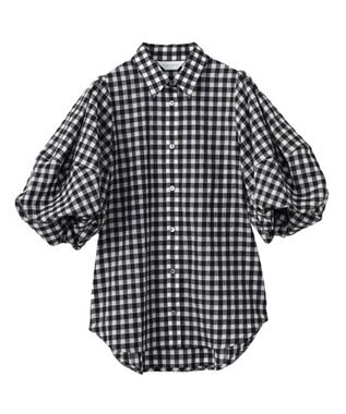 FORFORMO Tuck Puff Sleeve Shirt タックパフスリーブシャツ チェックブラック
