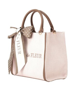 Maison de FLEUR スカーフ付きツイードスクエア２Ｗａｙトート Pink