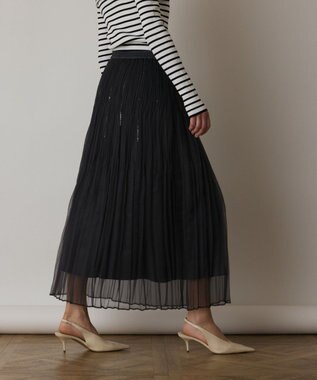 GRACE CONTINENTAL オーガンスパンコールスカート グレー