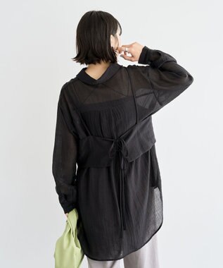 Green Parks ＳＥＴ２点シアーシャツ＋ビスチェ Black