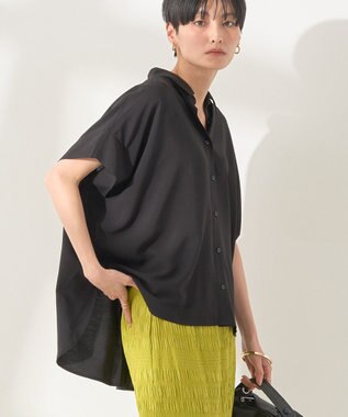 AMERICAN HOLIC 【接触冷感】タックフレンチスリーブシャツ Black