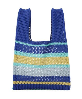 earth music&ecology マルチボーダーニットバッグ Blue