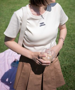 WEGO ワンポイントデザインリブT オフホワイト