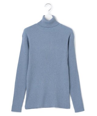 J.PRESS YORK STREET 【WOMEN】ANTI PILLING WOOL リブタートルニット サックスブルー系