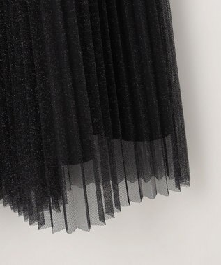 組曲 L ラメチュールプリーツ スカート ブラック系