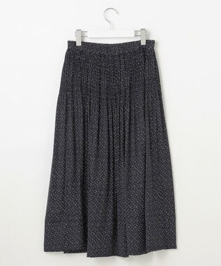 自由区 S 【セットアップ対応・洗える】ライトサテンプリーツ スカート ブラックxベージュ