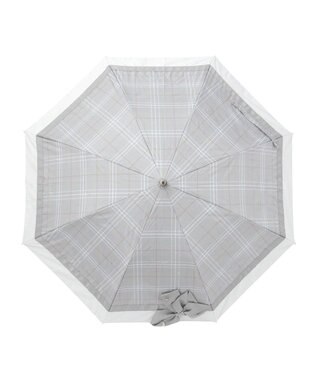 MOONBAT ランバン オン ブルー 晴雨兼用日傘 折りたたみ傘 切り継ぎビジューリボン 遮光 遮熱 UV グレー（グレンチェック）