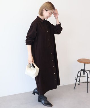 AMERICAN HOLIC コーデュロイシャツワンピース Brown