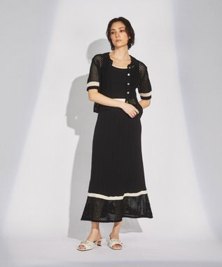 GRACE CONTINENTAL メッシュヘムニットワンピース ブラック