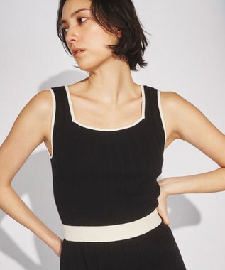 GRACE CONTINENTAL メッシュヘムニットワンピース ブラック