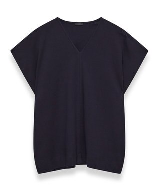 JOSEPH マーセライズコットン　Vネックトップス Navy