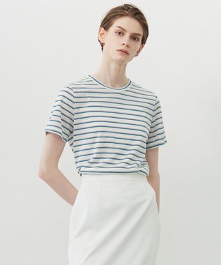 【洗える】 シアーマルチボーダー カットソー