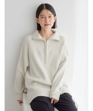 AMERICAN HOLIC バイパチハーフＺＩＰ片畦ニットプルオーバー　 Ivory