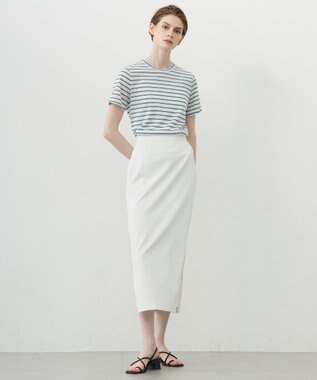 ICB L 【洗える】 シアーマルチボーダー カットソー サックスベース系