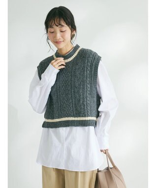 CRAFT STANDARD BOUTIQUE ２ＷＡＹケーブルニットベスト Gray