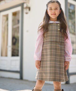 組曲 KIDS 【110-140cm】キチントチェック ジャンパースカート ベージュ系3