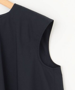 組曲 【WEB限定】コットンレーヨンシャーティングノースリーブ ブラウス ネイビー系