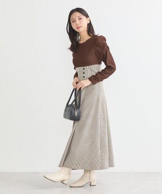 earth music&ecology リブカットソードッキングワンピース Brown