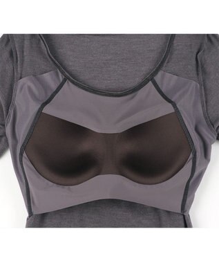 Wing カップ付きインナー あったか素材 ラク きれいなバストシルエット 【シンクロブラトップ】 8分袖 長袖 秋 冬 ET1865 ウイング／ワコール ダークブラウン