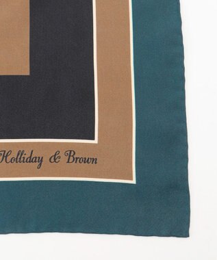 JOSEPH ABBOUD 【65㎝×65㎝】スクエアグラフィックプリント チーフ ダルブルー系6