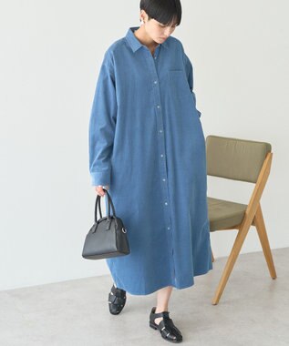 AMERICAN HOLIC コーデュロイシャツワンピース Blue