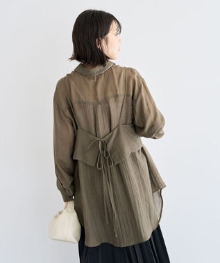 Green Parks ＳＥＴ２点シアーシャツ＋ビスチェ Brown