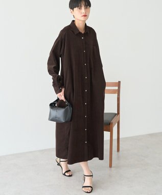 AMERICAN HOLIC コーデュロイシャツワンピース Brown