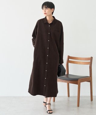 AMERICAN HOLIC コーデュロイシャツワンピース Brown