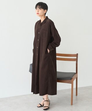 AMERICAN HOLIC コーデュロイシャツワンピース Brown