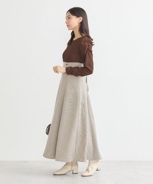 earth music&ecology リブカットソードッキングワンピース Brown